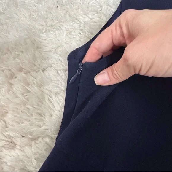 Diane Von Furstenberg Navy Blue Ruched Cap Sleeve Cocktail Dress - Picture 9 of 16